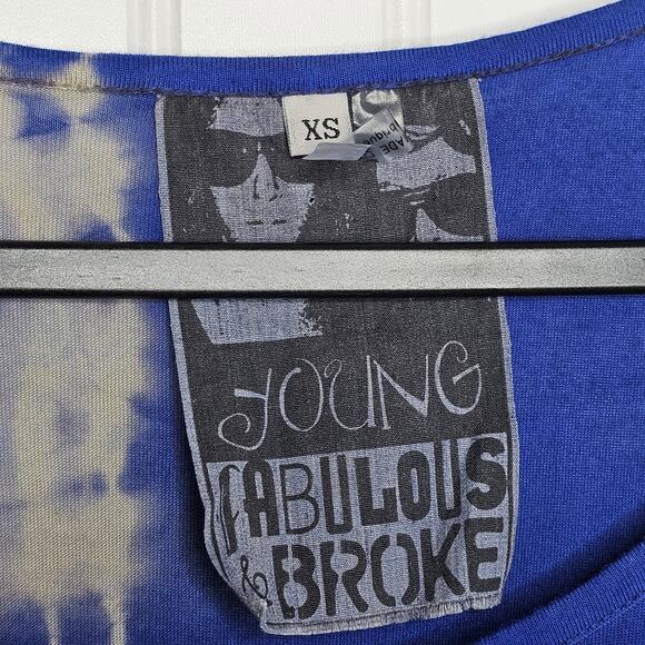 Young Fabulous & Broke Blue Tie-Dye Dress Size XS Soft Modal Dolman Casual Beach - Picture 4 of 7